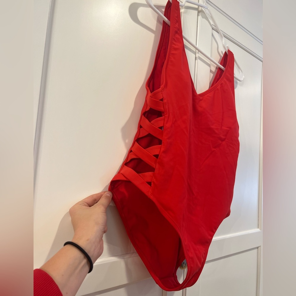 Red Cut Out One Piece Swimsuit